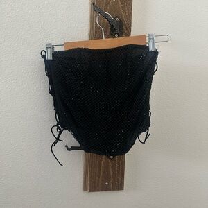 Windsor Black strapless rhinestone corset top